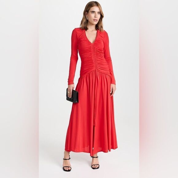 FARM Rio Red V Neckline Long Sleeve Dress - Picture 4 of 17